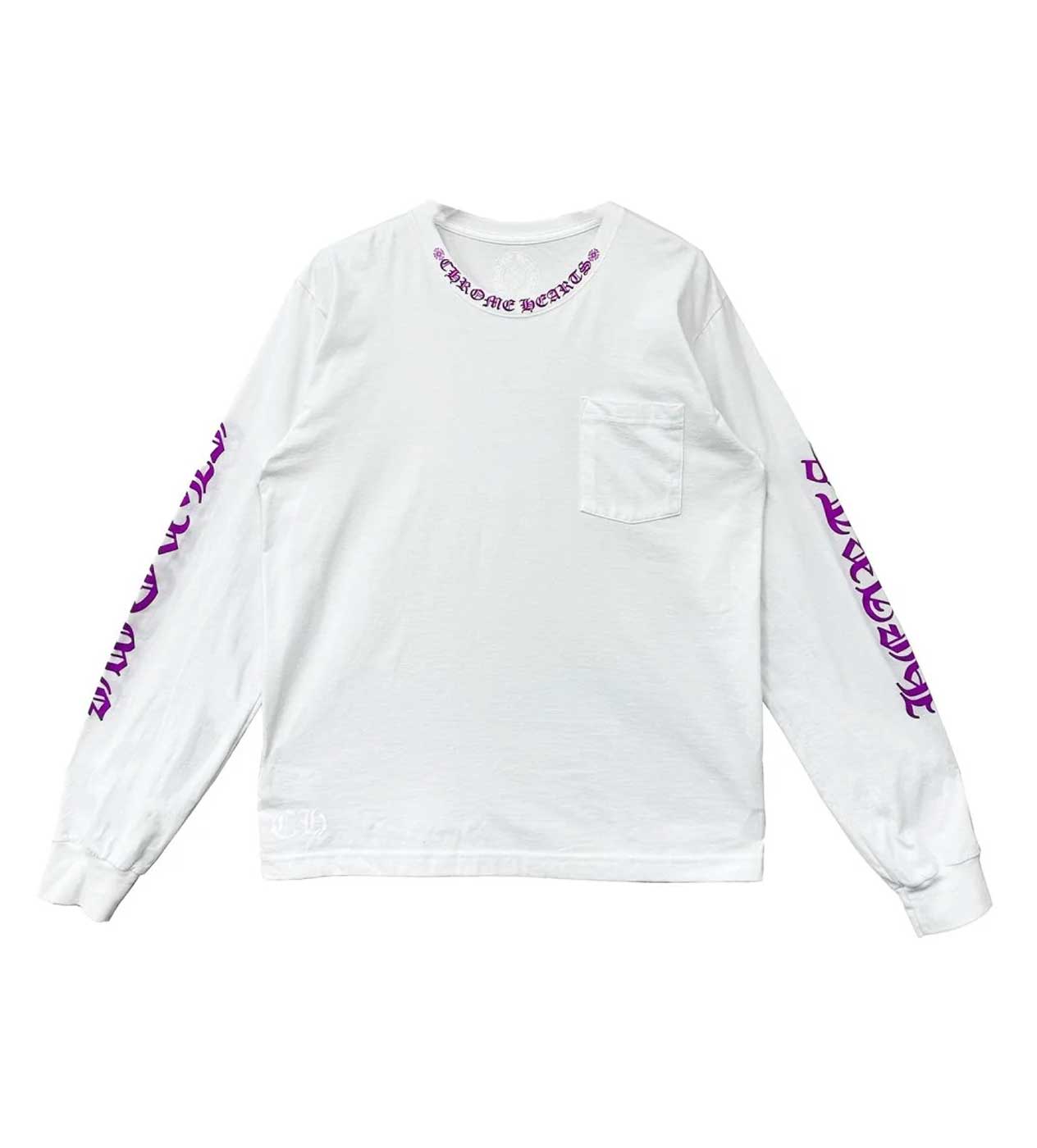 Chrome Hearts Neck Logo Pocket L/S Tee White/Purple