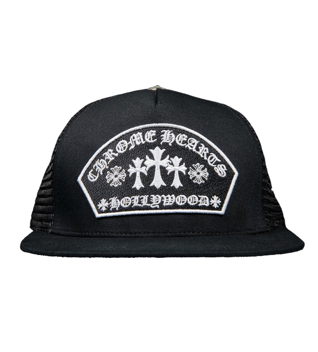 Chrome Hearts Black Hollywood Trucker Cap